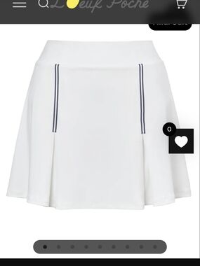 Loeuf Poche White Tennis Skort A-Line Skirt with Green Stripe Detail